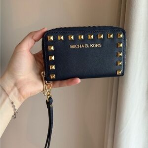 Michael Kors Dark blue Wristlet with Gold Accents